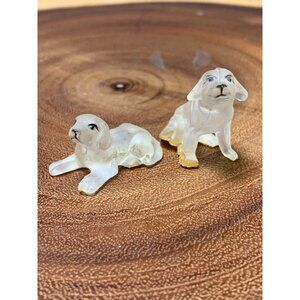 Vintage Frosted Glass Puppy Figurines Set of 2